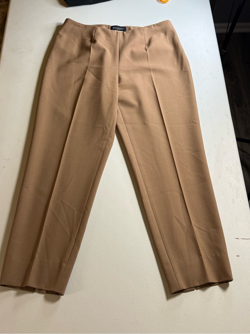 Piazza Sempione Audrey Tan Straight Leg Dress Pants IT 44 US 8 Made in Italy